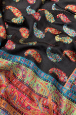 Black Paisley Kani Silk Dupatta -imperial Weaves