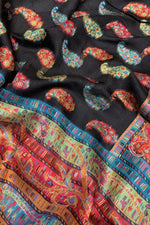Black Paisley Kani Silk Dupatta -imperial Weaves