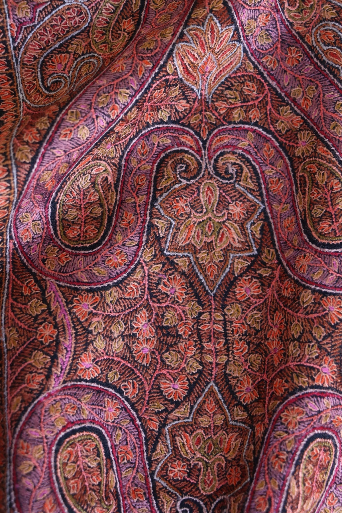 Black Sozni Jamawar Pashmina Shawl