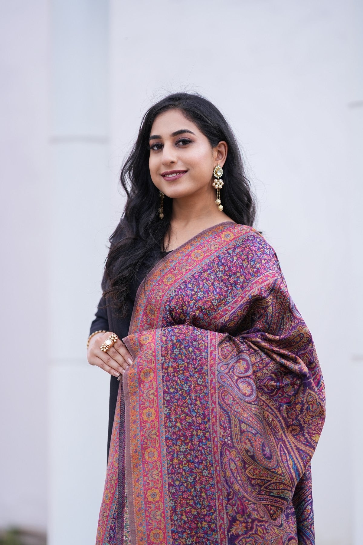 Purple Kani Jamawar Silk Dupatta