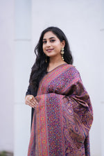 Purple Kani Jamawar Silk Dupatta