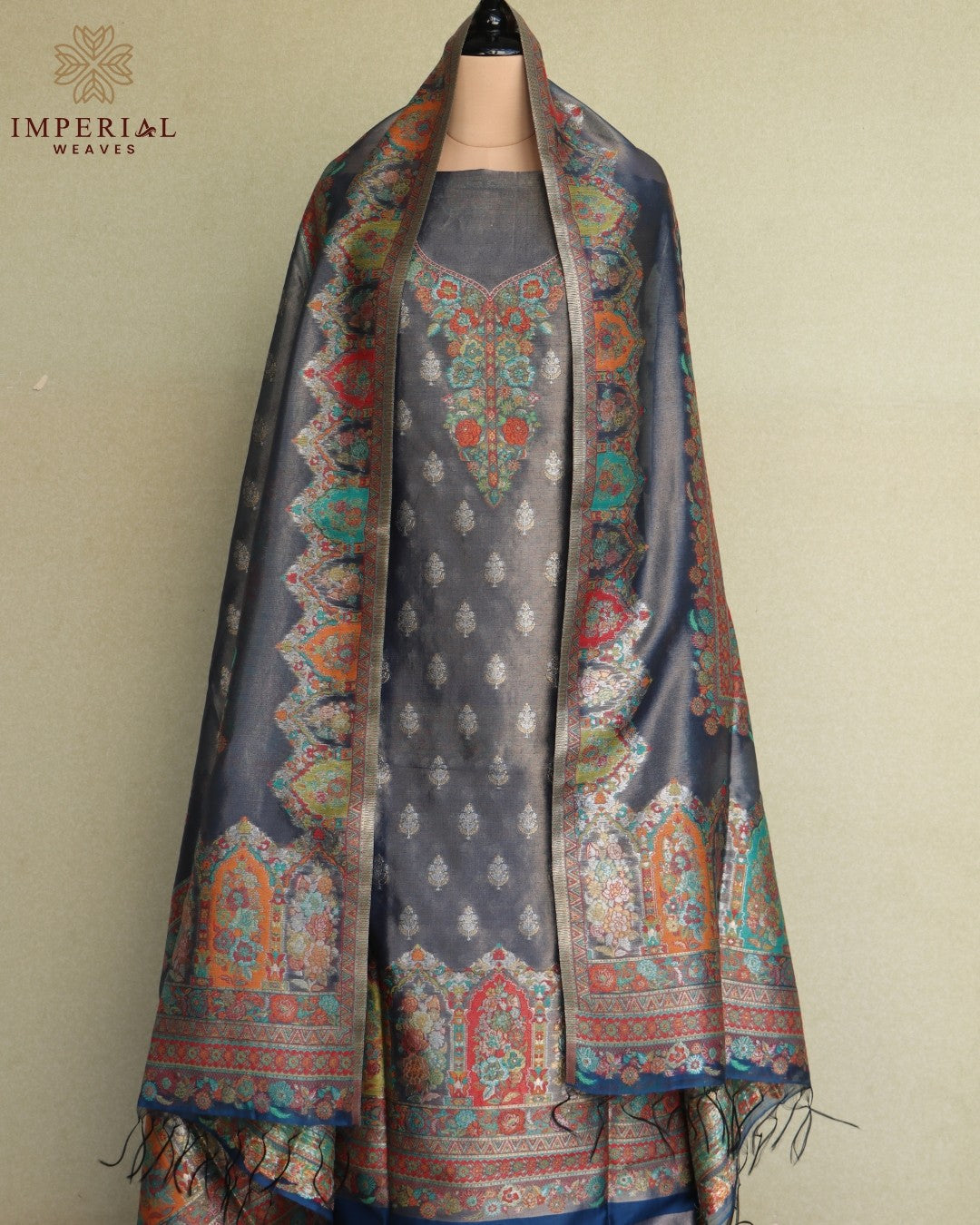 Blue Kani Tissue Silk Suit