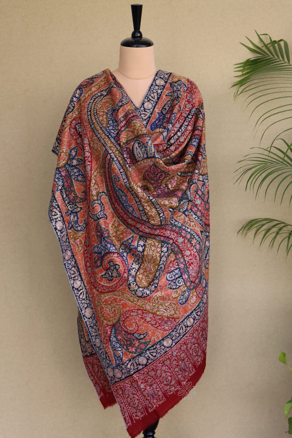 Maroon Kalamkari Pashmina Shawl - Main Image