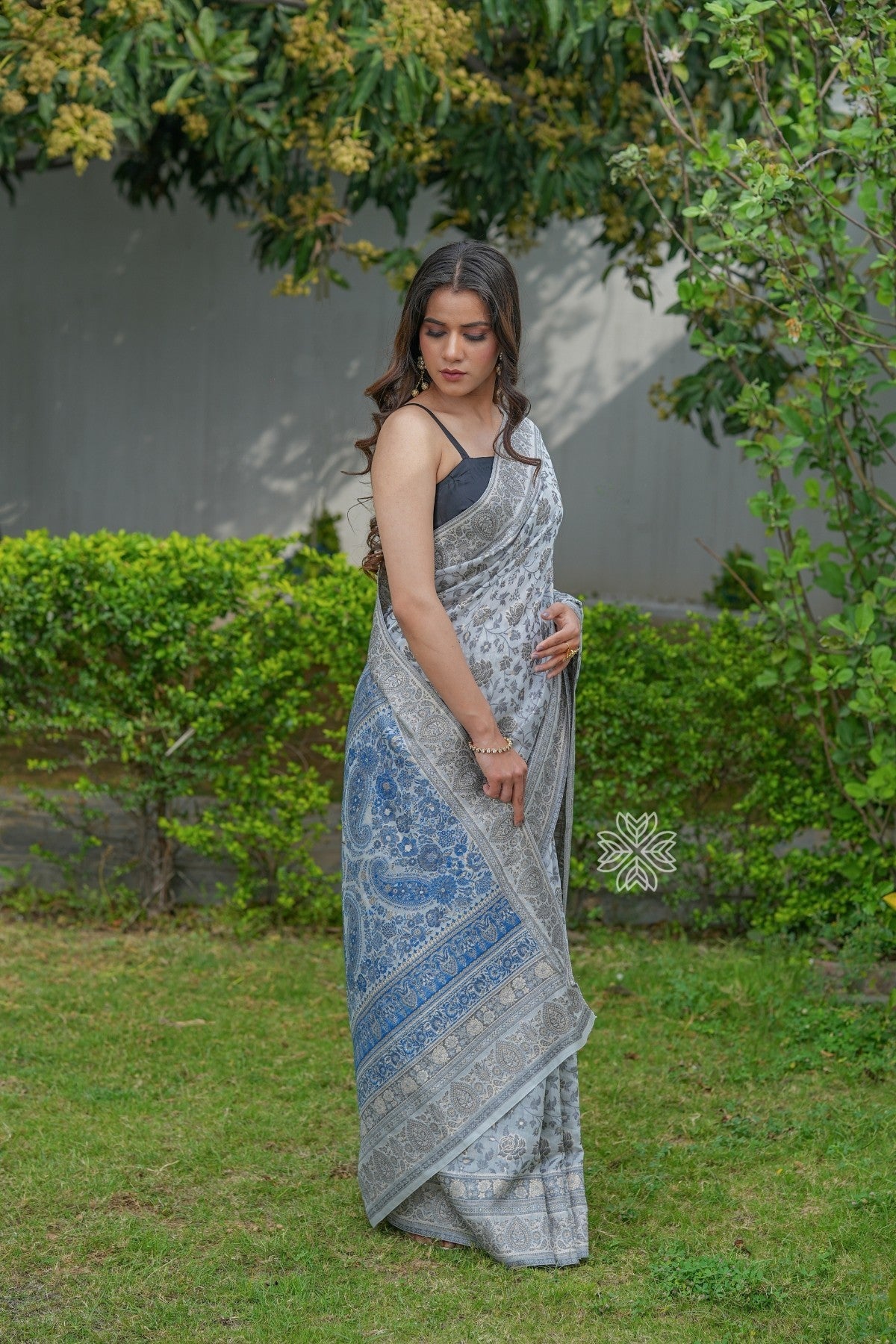 Light Grey Kani Chanderi Silk Saree