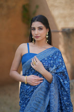 Blue Kani Chanderi Silk Saree