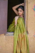Mehandi Green Kani Chanderi Silk Saree