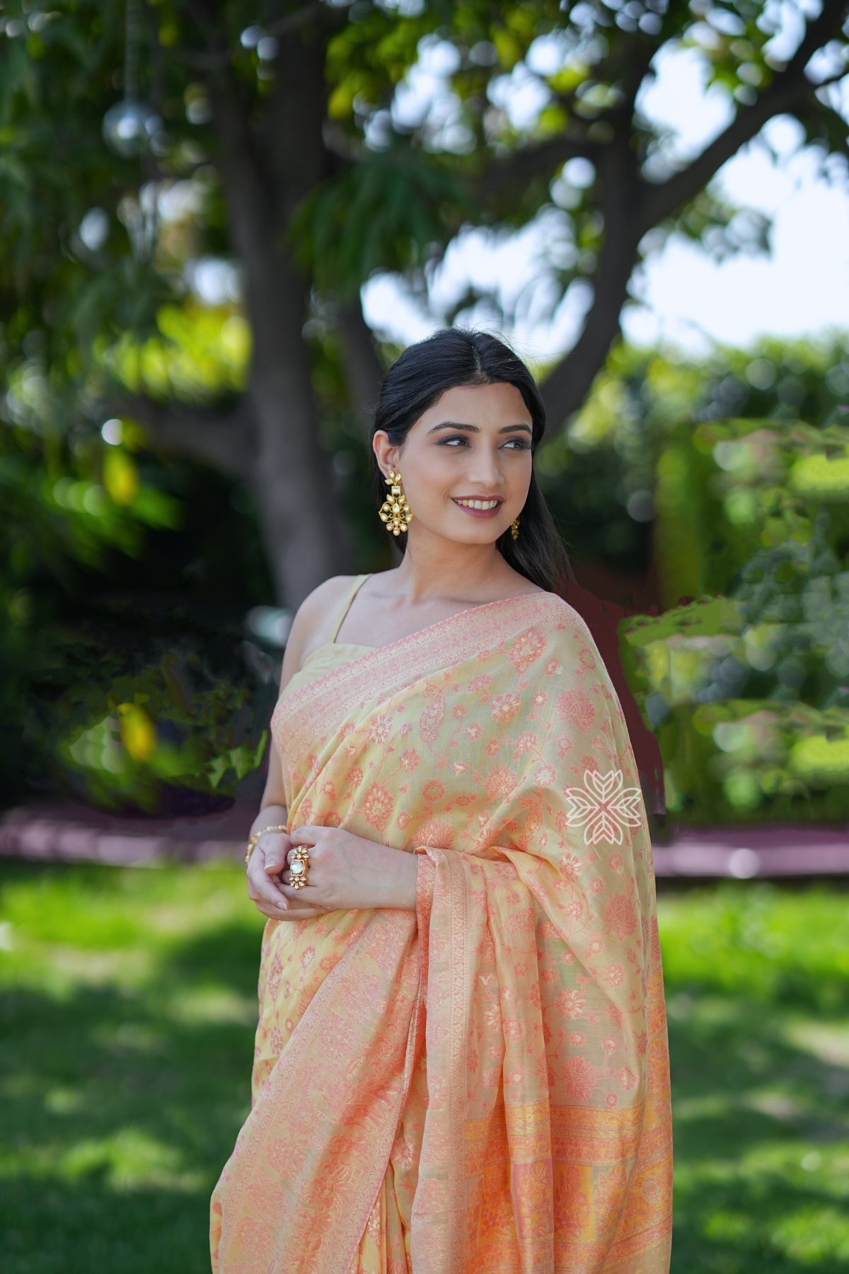 Yellow Kani Chanderi Silk Saree