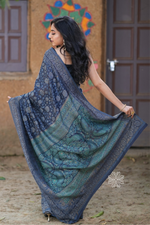 Dark Grey Kani Chanderi Silk Saree