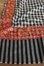 Black Check Aari Fine Wool Shawl