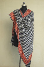Black Check Aari Fine Wool Shawl