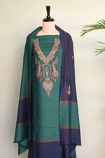 Green Fine Wool Embroidered Unstitched Suit