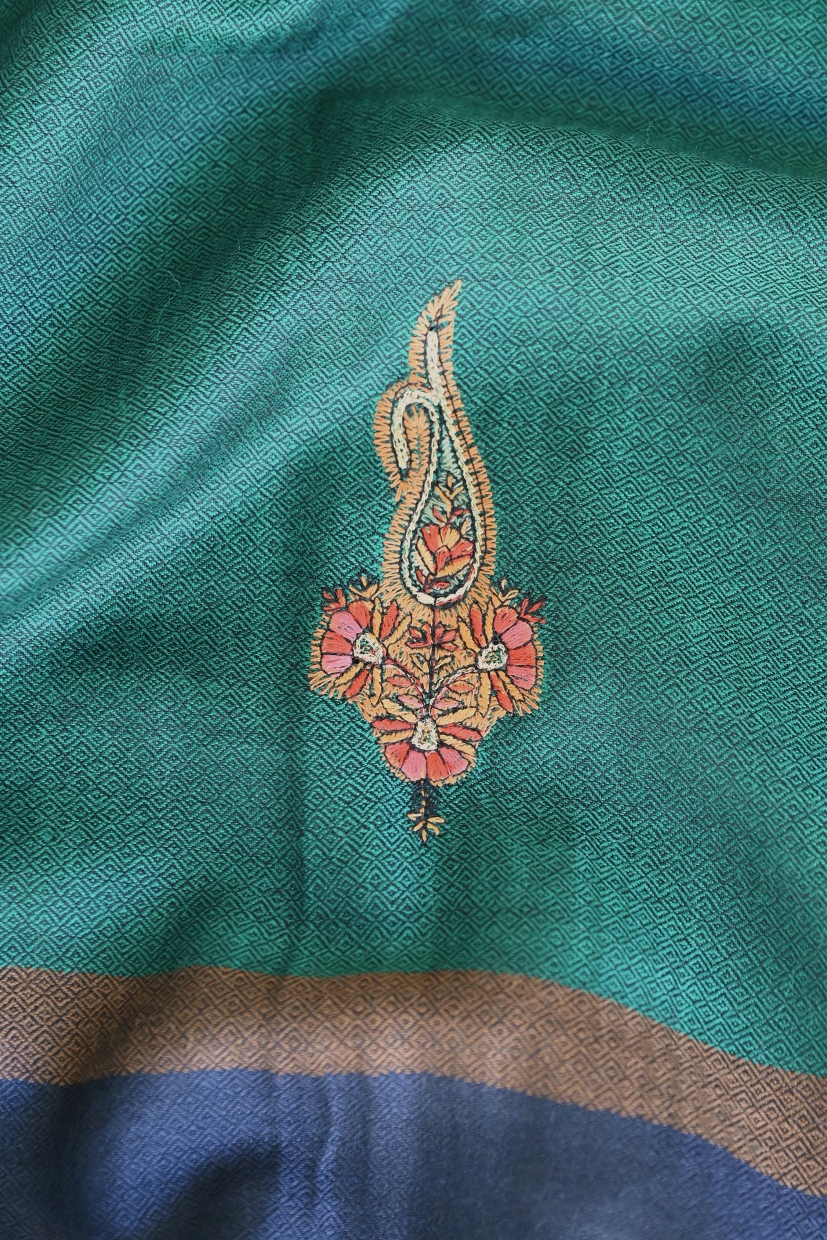 Green Fine Wool Embroidered Unstitched Suit