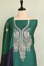 Green Fine Wool Zari Embroidered Unstitched Suit