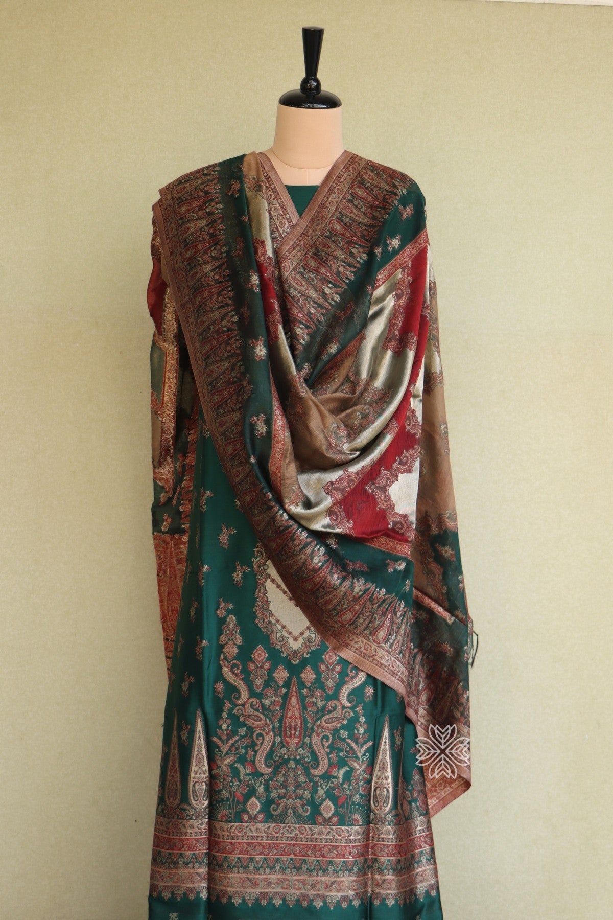 Green Kani Silk Suit with Zari Dupatta