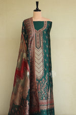 Green Kani Silk Suit with Zari Dupatta