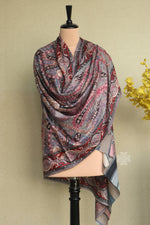 Grey Kalamkari Fine Wool Shawl