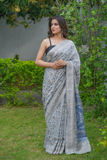 Light Grey Kani Chanderi Silk Saree