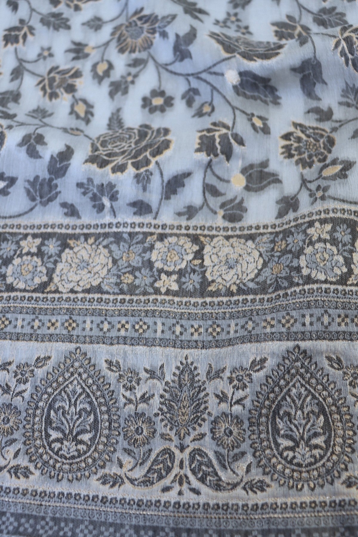 Light Grey Kani Chanderi Silk Saree