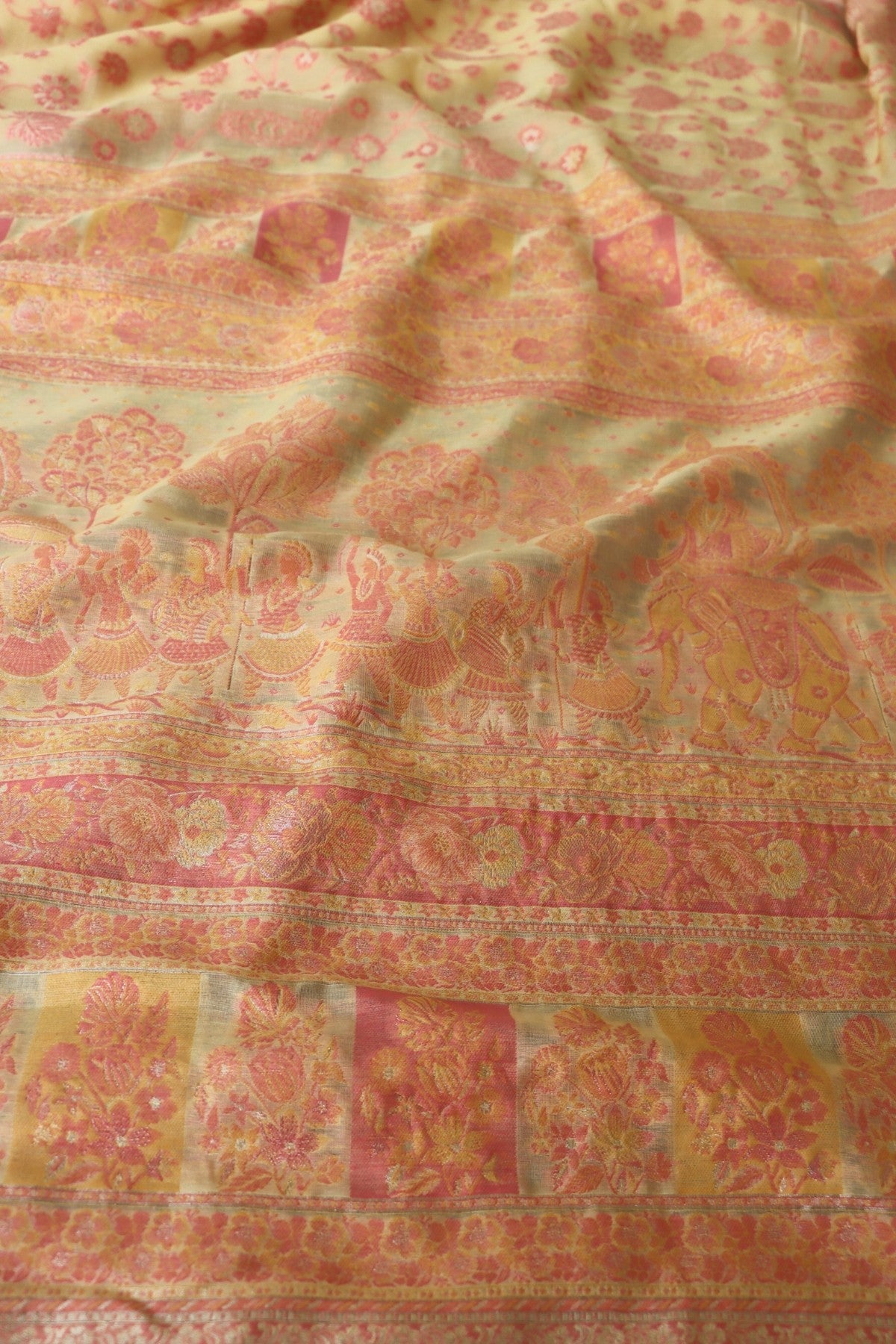 Yellow Kani Chanderi Silk Saree