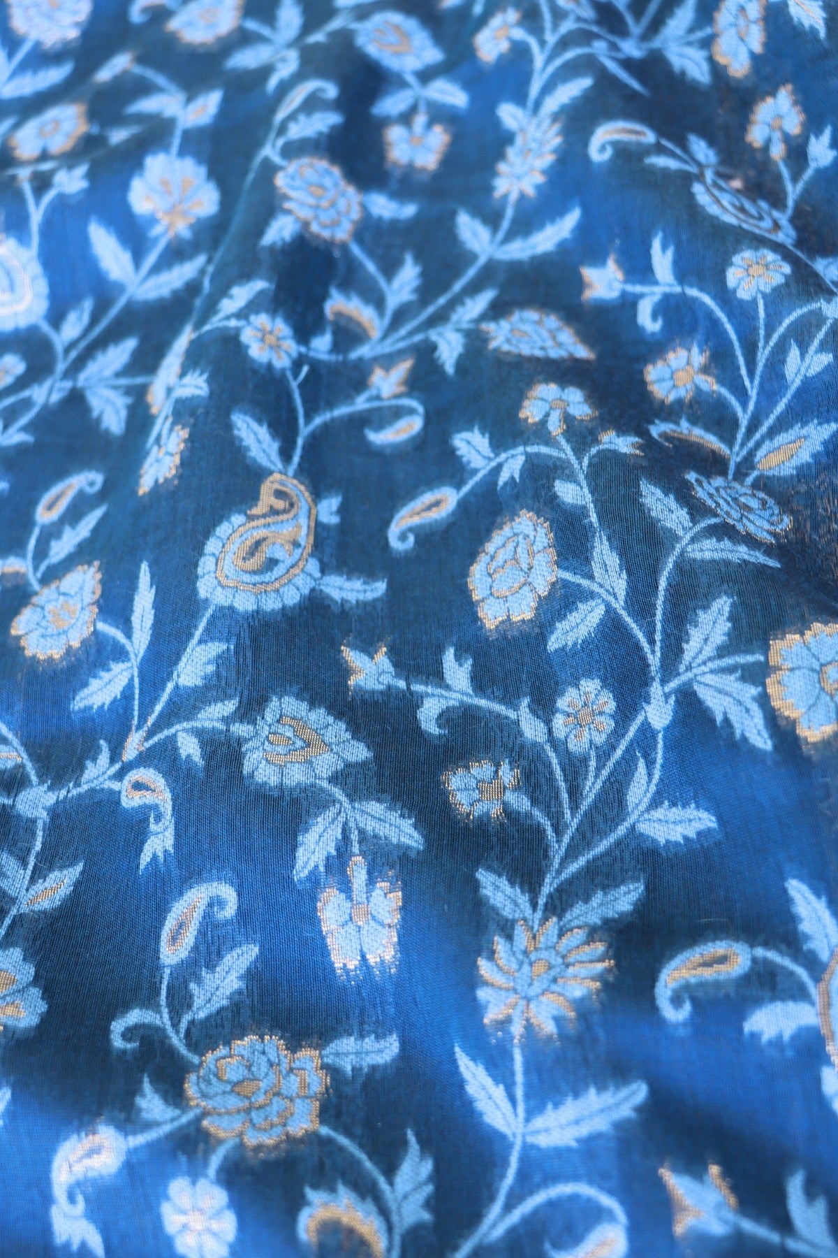 Blue Kani Chanderi Silk Saree