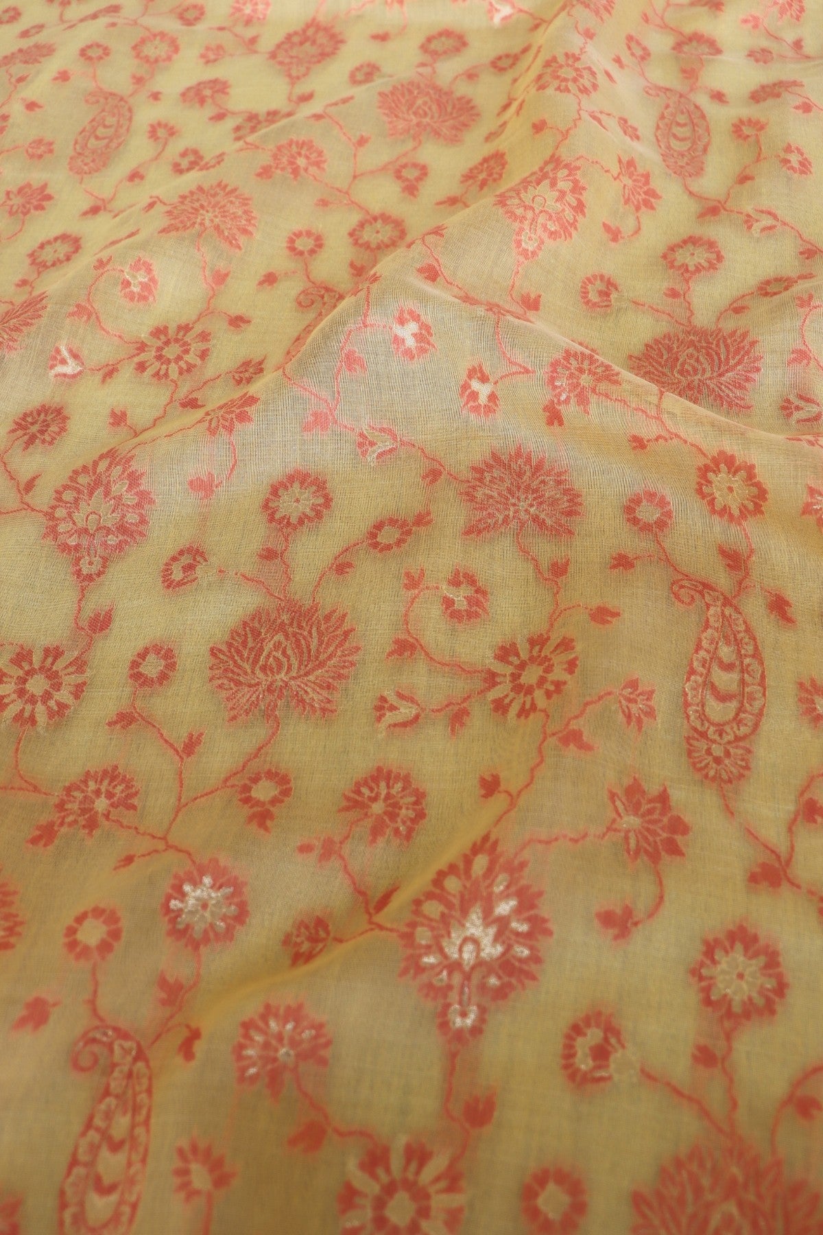 Yellow Kani Chanderi Silk Saree