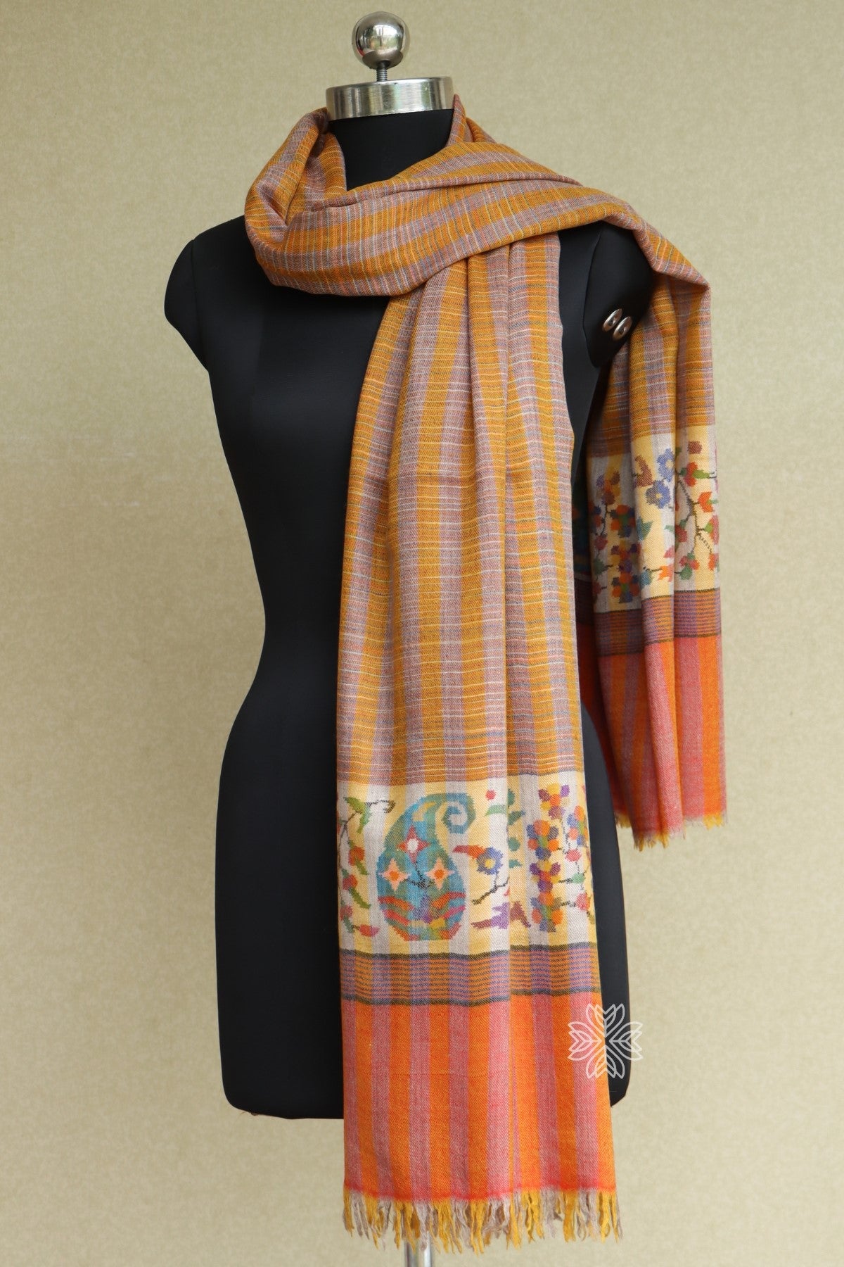 Mustard Yellow Kani Pashmina Shawl