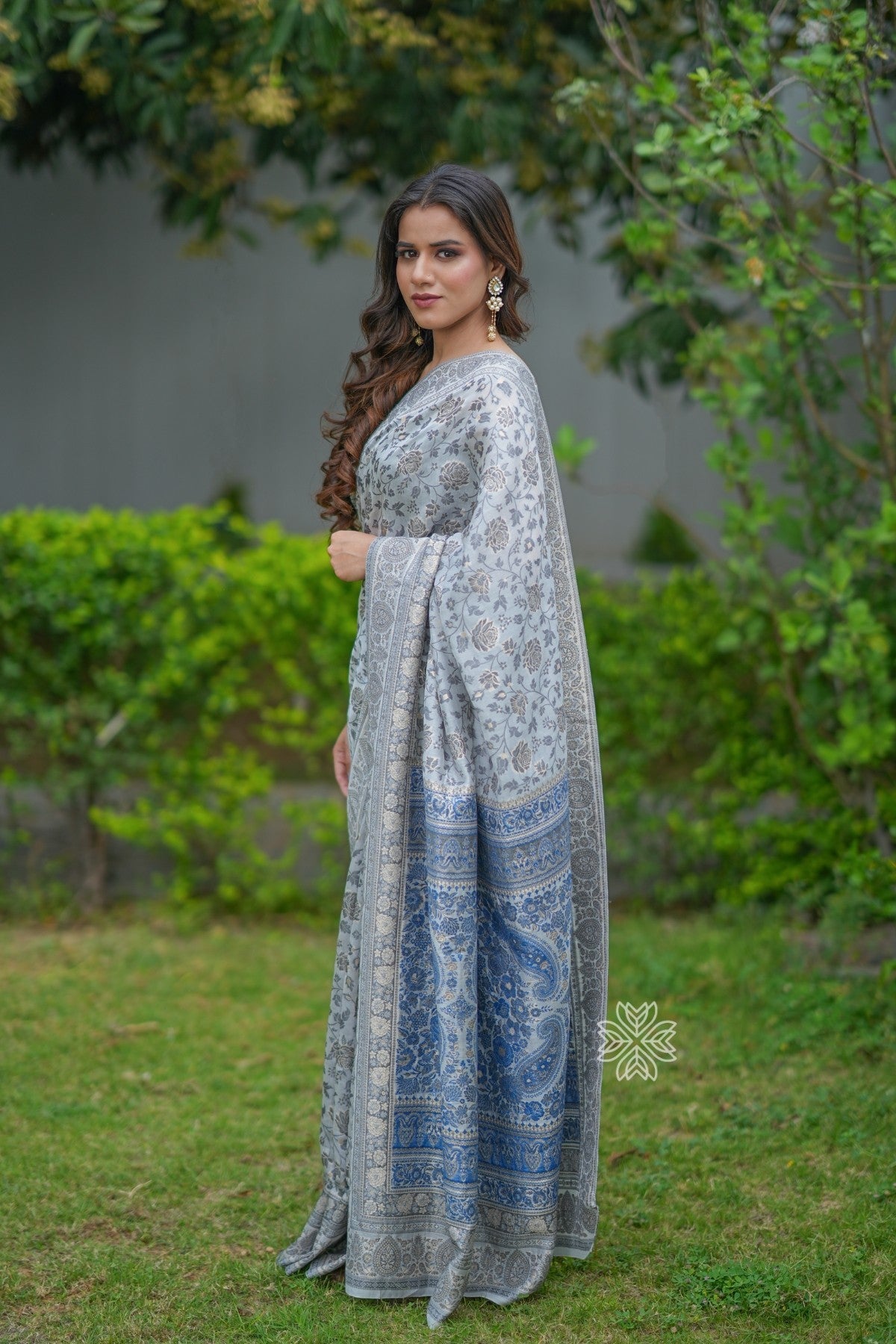 Light Grey Kani Chanderi Silk Saree