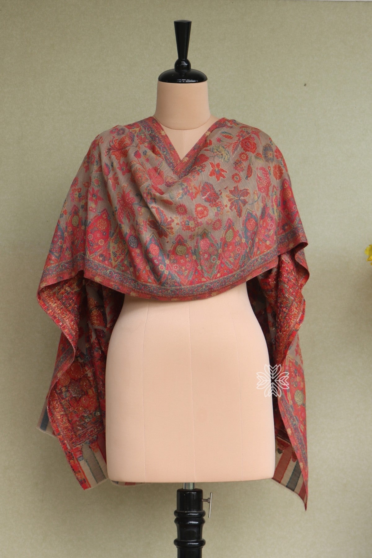 Beige Kani Floral Shawl