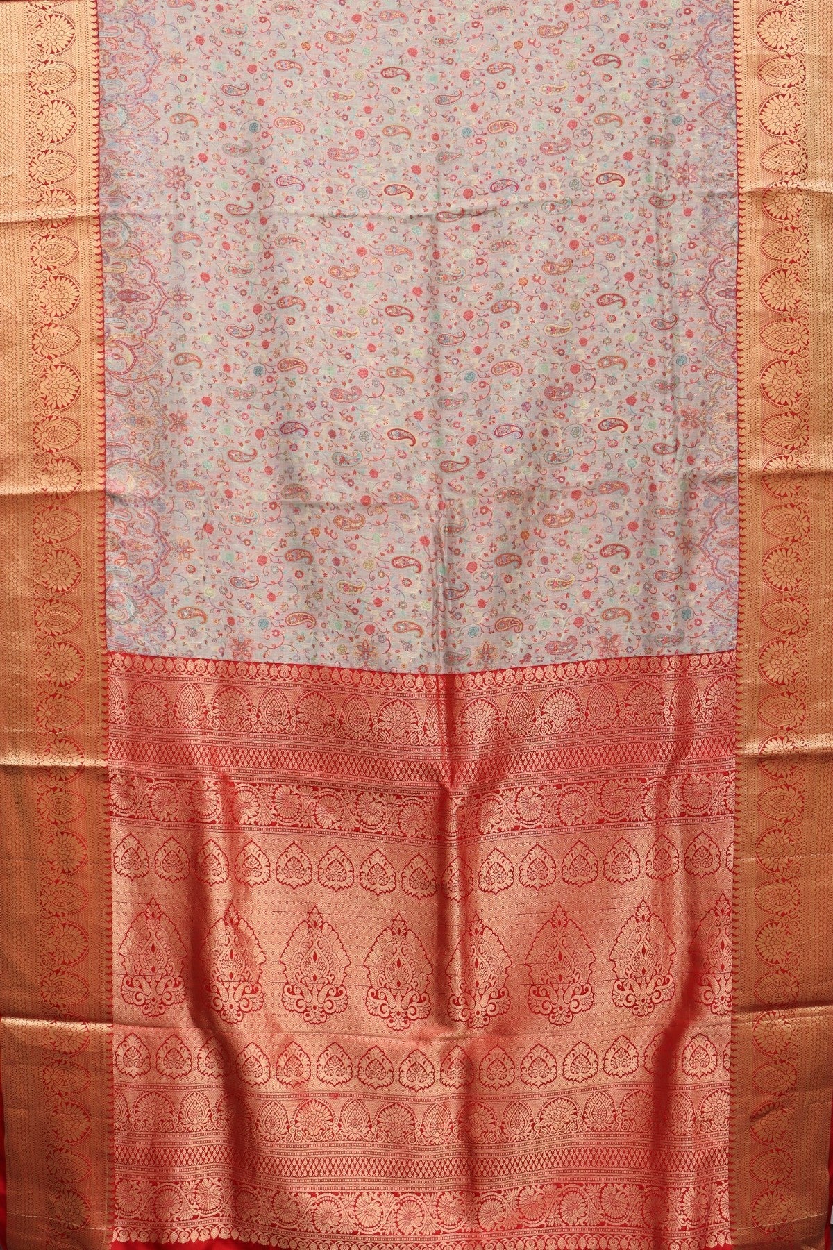 Beige and red Traditional saree