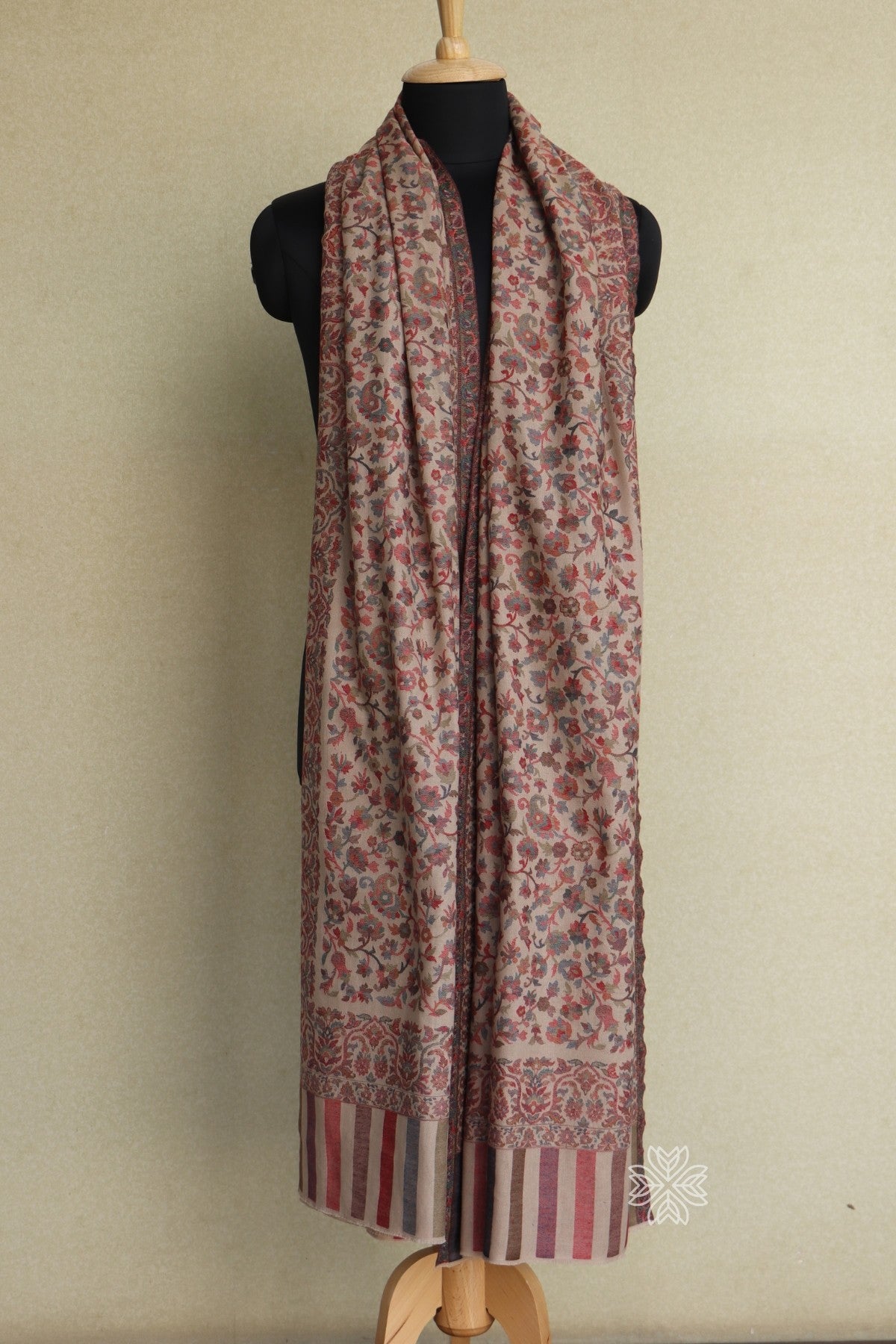 Beige Kani Men Fine Wool Shawl