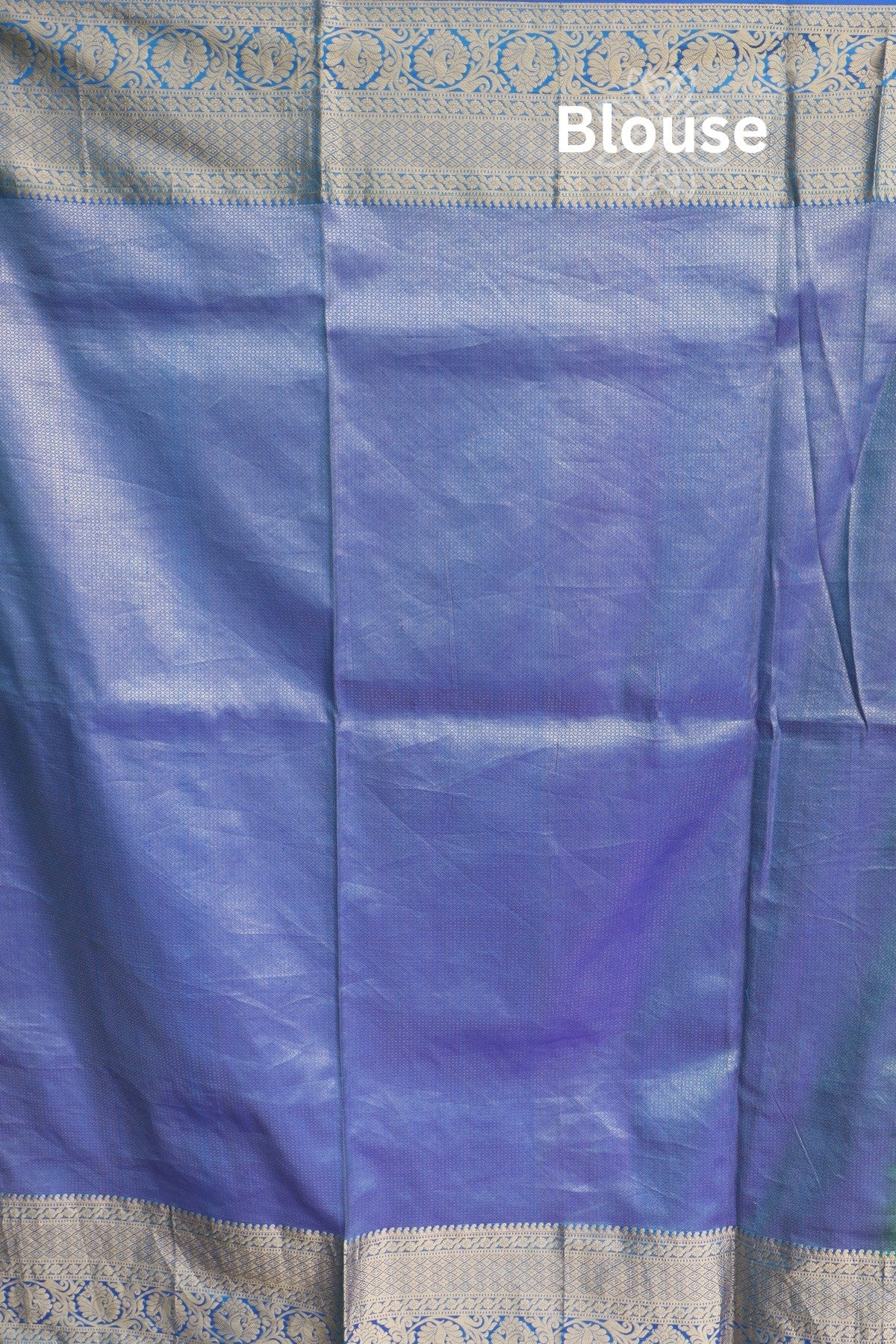 Blue Kanjivaram blouse fabric with a patterned border