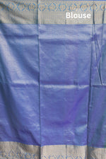 Blue Kanjivaram blouse fabric with a patterned border