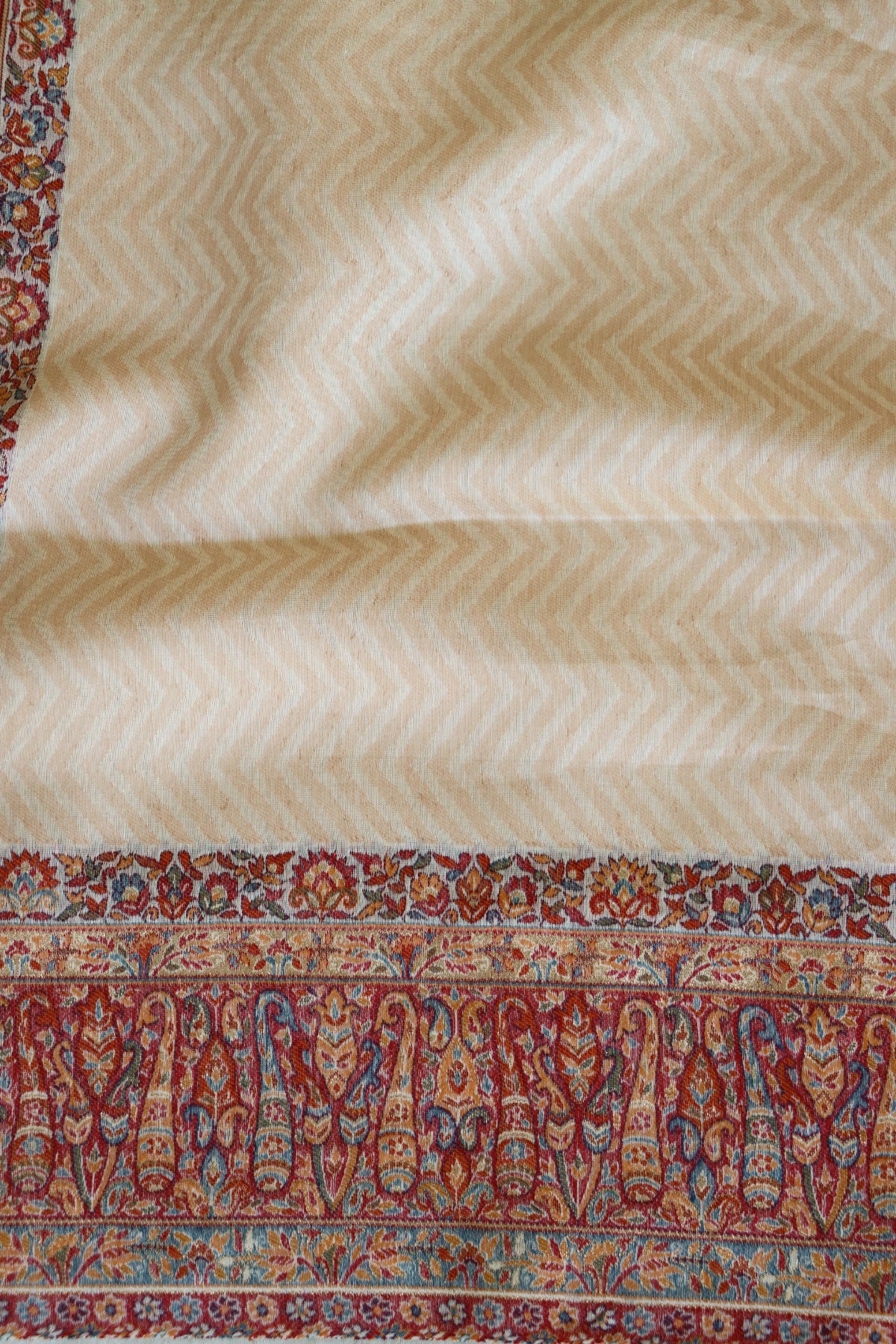 Beige Kani Jamawar Pallu Silk Saree