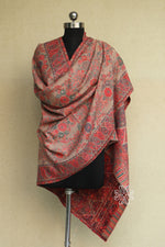 Beige Floral Kani Fine Wool Shawl