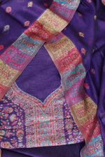 Purple Kani Silk Linen Suit with Zari