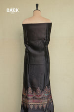 Smoky Black Kani Silk Suit with Tissue Silk Dupatta