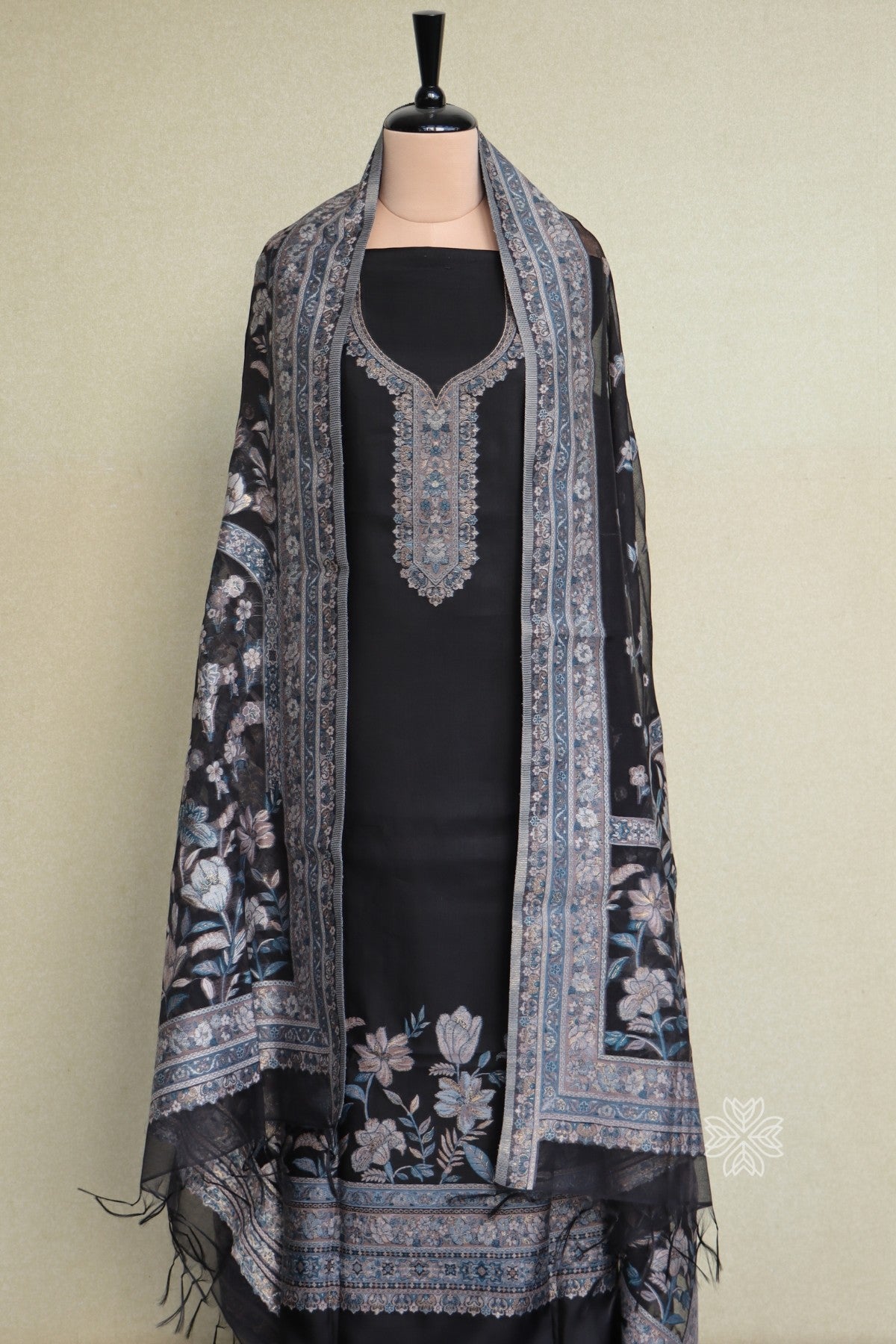Black Kani Organza Silk Suit