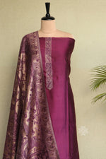 Purple Kani Silk Suit with Tissue Silk Dupatta