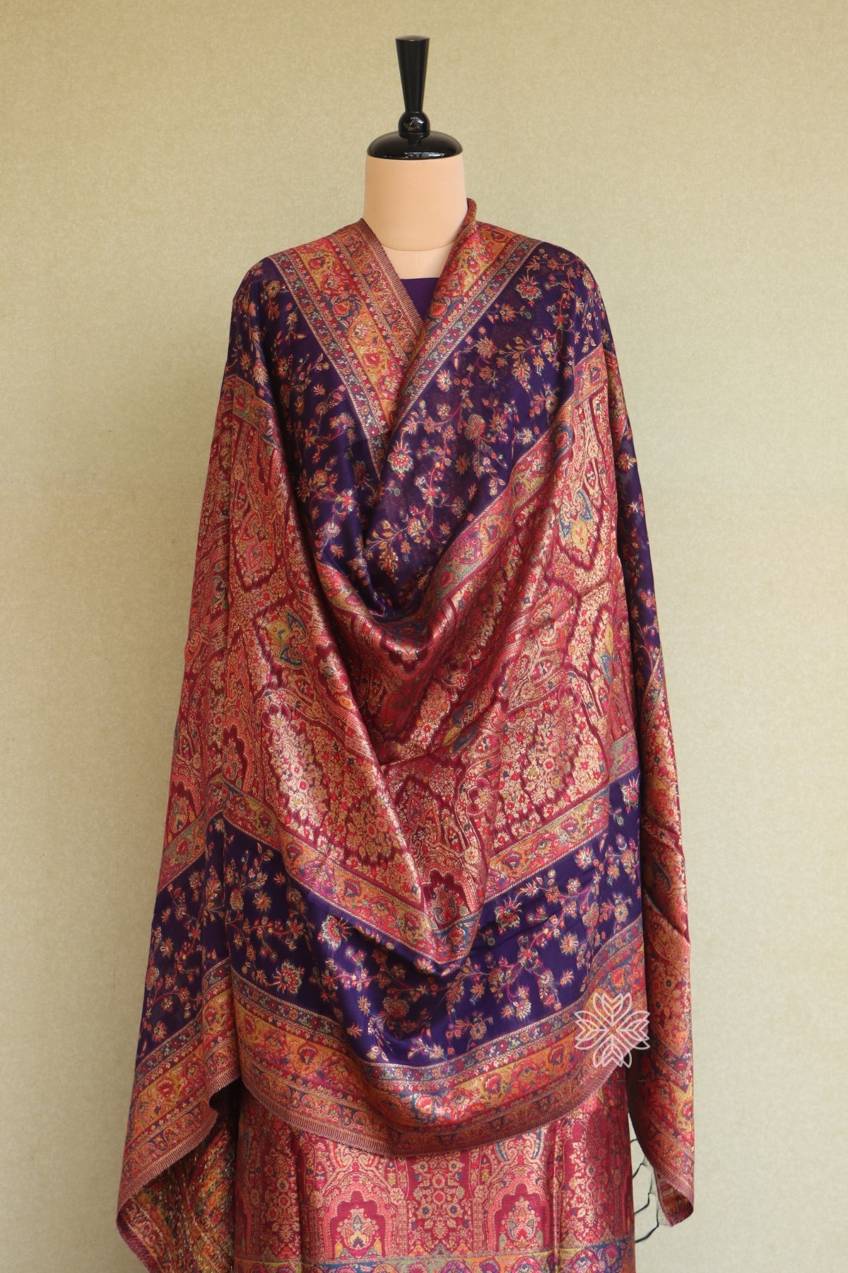 Purple Kani Silk Suit with Allover Dupatta
