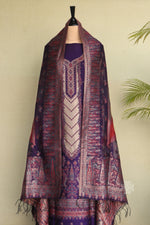 Purple Kani Silk Suit with Zari Dupatta