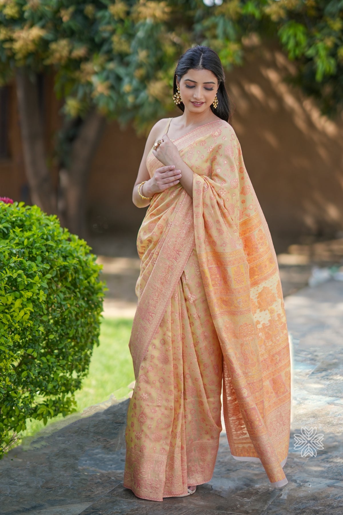 Yellow Kani Chanderi Silk Saree