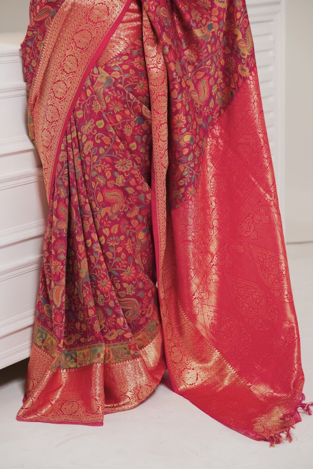 Wine Kani Kanjivaram Silk Saree