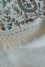 Off White Woollen Aari Stole