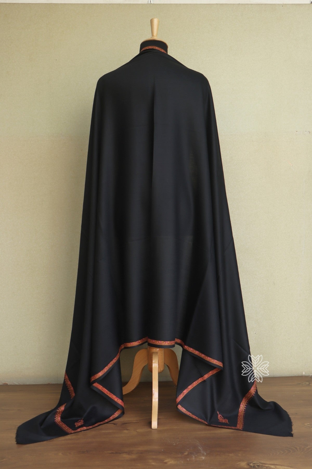 Black Embroidered shawl scarf for men