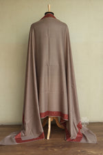 Natural Colored Sozni Embroidered Mens Fine Wool Shawl