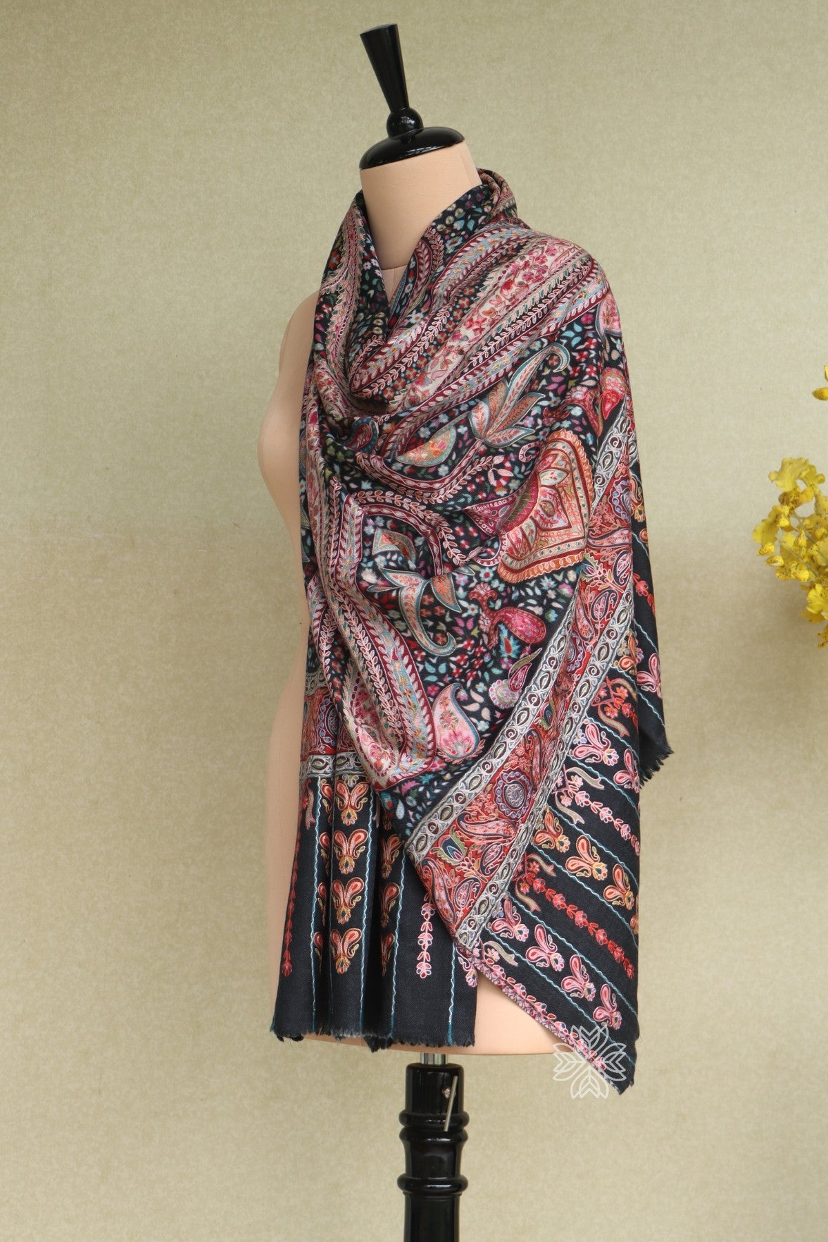 Embroidered Wool Scarf