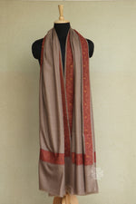 Natural Colored Sozni Embroidered Mens Fine Wool Shawl