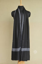 Black Embroidered Men Fine Wool Shawl