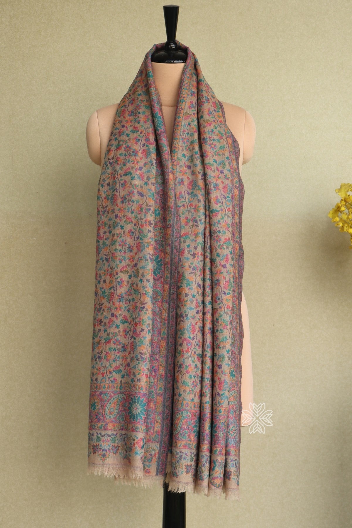 Beige Kani Fine Wool Shawl