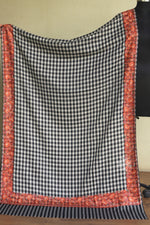 Black Check Aari Fine Wool Shawl
